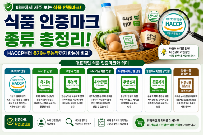 식품 인증마크 종류 총정리|HACCP·유기농·무농약 인증 차이 알아보기 2 식품 인증 마크 총정리 썸네일
